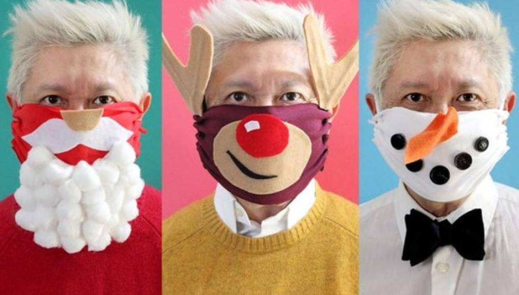 3 mascarillas navideñas de bricolaje sin costuras