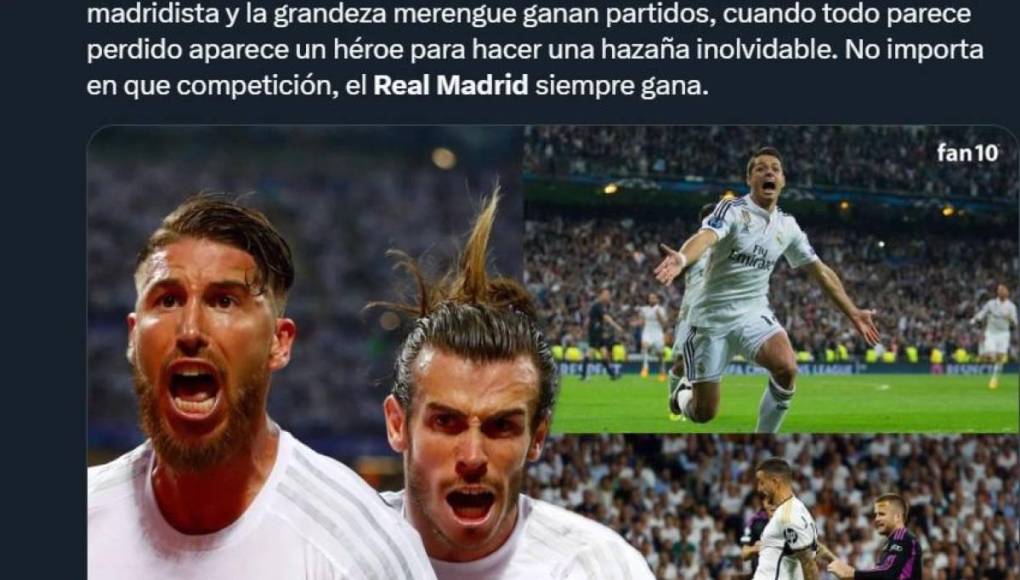 FAN 10: “Nunca, pero nunca puedes dar por vencido al Real Madrid, el orgullo madridista y la grandeza merengue ganan partidos”.