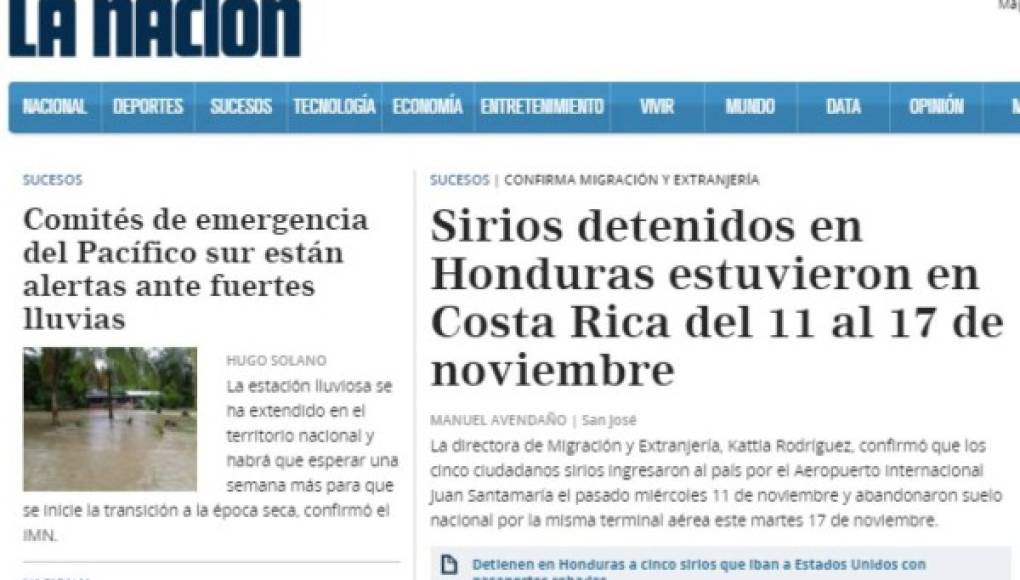 Sirios detenidos en Honduras también estuvieron en Costa Rica