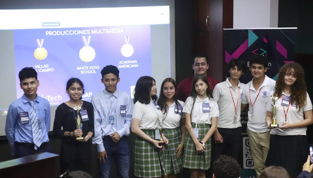 Los alumnos de octavo grado compitieron en la categoría Producciones Multimedia, siendo la escuela Villas del Campo la que obtuvo el tercer lugar, mientas que la Academia Americana obtuvo el segundo y White Dove School el primero.