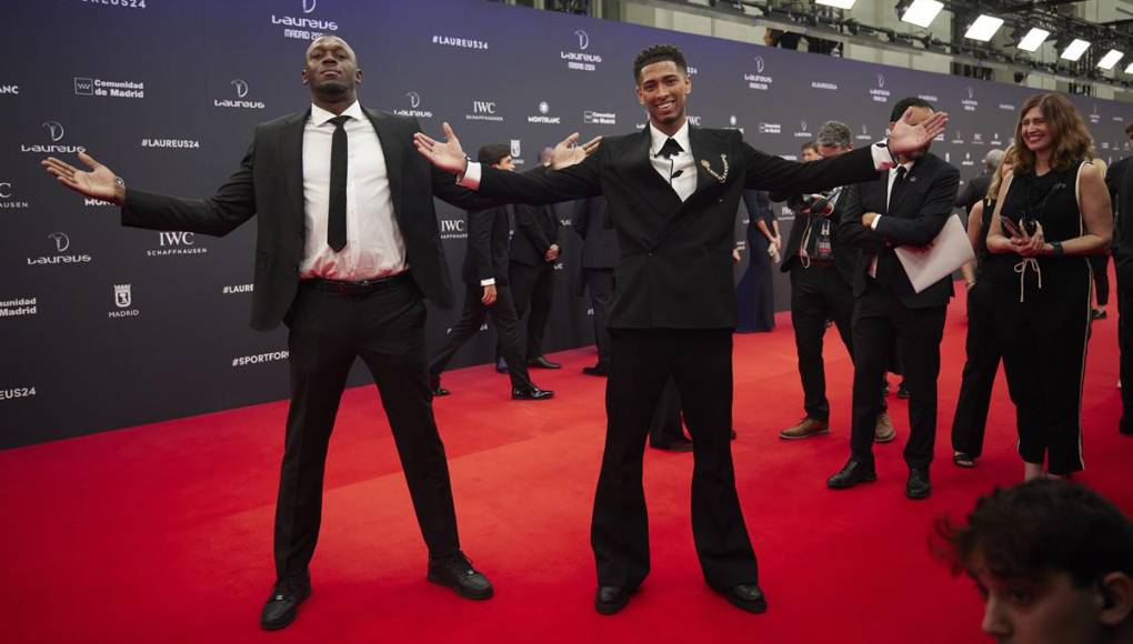 Usain Bolt se hizo una icónica foto con Jude Bellingham en la que ambos posaron imitando el gesto con el que el inglés del Real Madrid celebra sus goles.