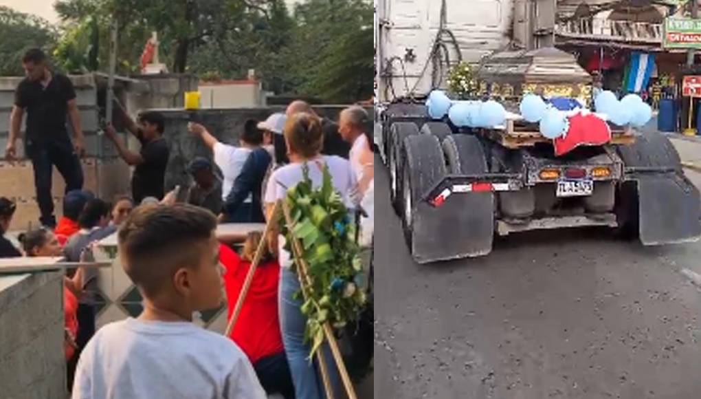 En en cabezal de una rastra dieron el último adiós a Ricardo Umaña, quien fue asesinado cuando iba pasando por un retén militar en Choloma, Cortés.