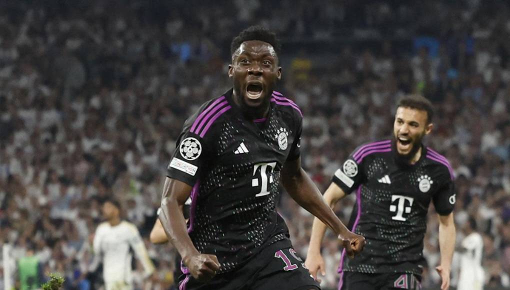 El festejo de Alphonso Davies tras su golazo contra el Real Madrid, equipo que suena para ficharlo la próxima temporada.