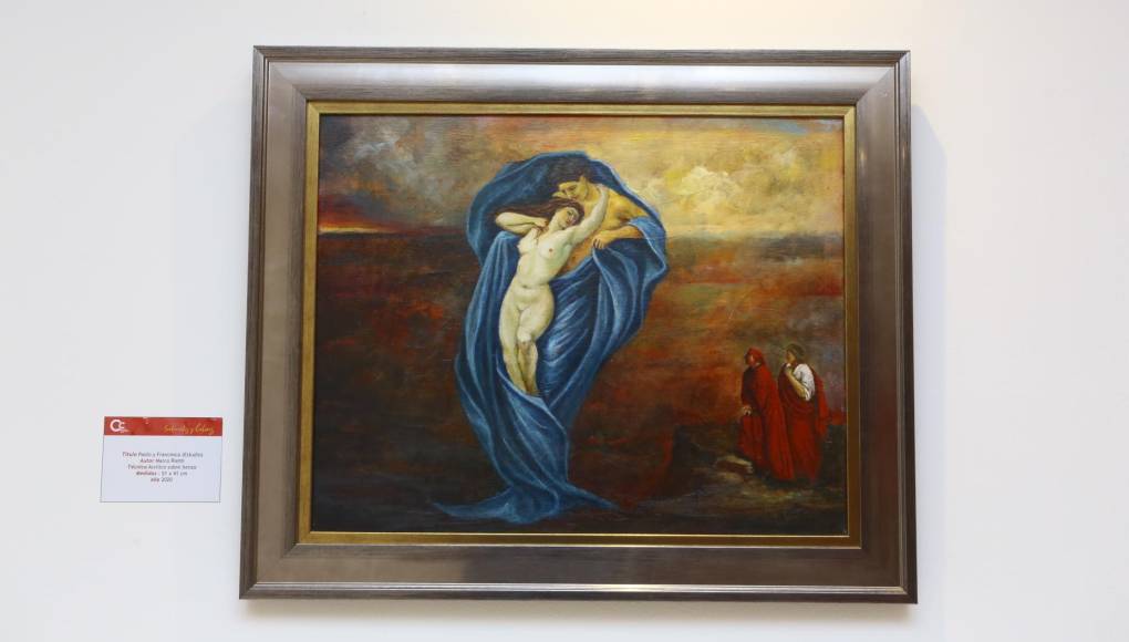 ”Paolo y Francesca (Estudio)”, óleo sobre lienzo, una obra de Marco Rietti.
