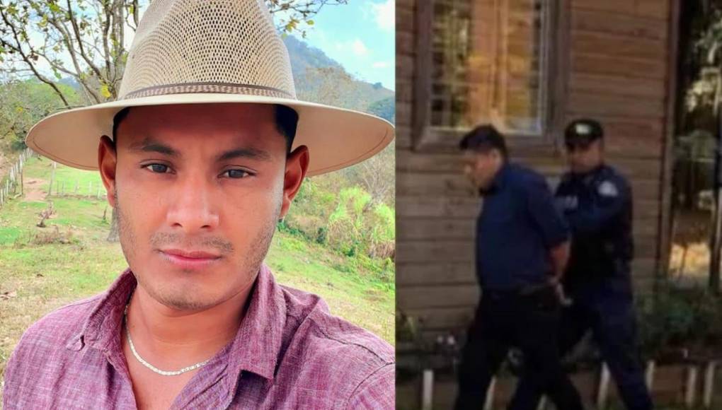 Fotos en vida de Ronald David Miralda Ulloa, el empleado del nstituto de Conservación Forestal que fue asesinado en La Unión, Olancho. A la derecha, Pedro Jafet Osorto cuando era capturado.