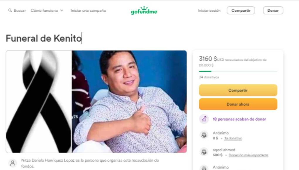 La familia de Kenito ha organizado una recaudación en <b><a rel="nofollow" href="https://www.gofundme.com/f/funeral-de-kenito?member=32221101&amp;sharetype=teams&amp;utm_campaign=p_na+share-sheet&amp;utm_content=ai_control2&amp;utm_medium=social&amp;utm_source=facebook">gofundme</a>.</b>