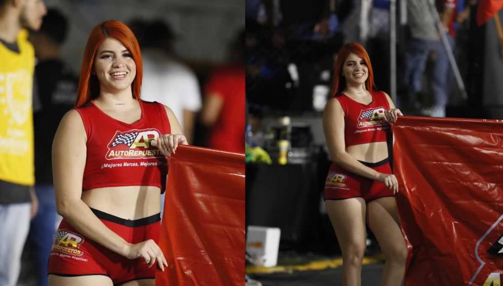 La bella edecán fue sensación en el estadio Nacional Chelato Uclés.