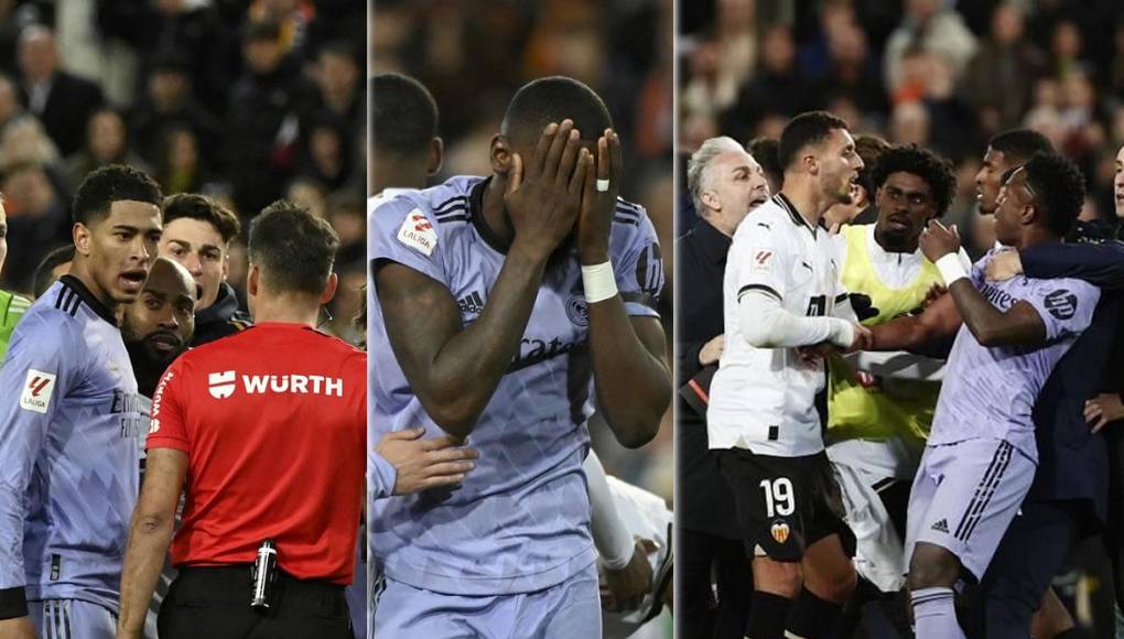 Te presentamos las mejores imágenes del pólemico partido que empataron Valencia y Real Madrid con el árbitro Gil Manzano como protagonista tras pitar el final del partido cuando Jude Bellingham marcaba gol, el cual no valió. Se armó una tremenda bronca.