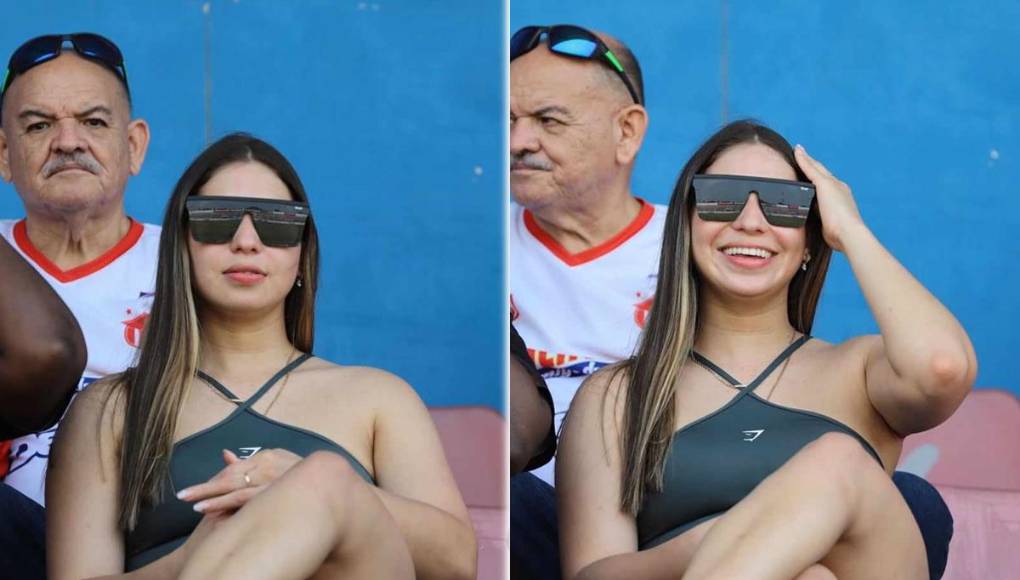 La pareja del delantero hondureño del Celtic de Escocia es sensación en las gradas del estadio Ceibeño.