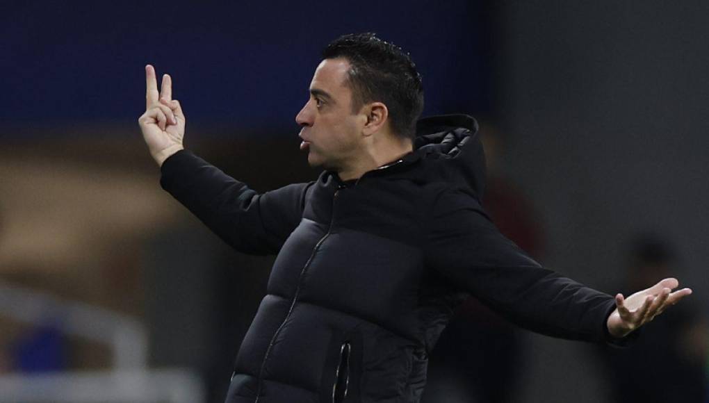 El festejo de Xavi tras el 3-1 definitivo del Barcelona ante Napoli.