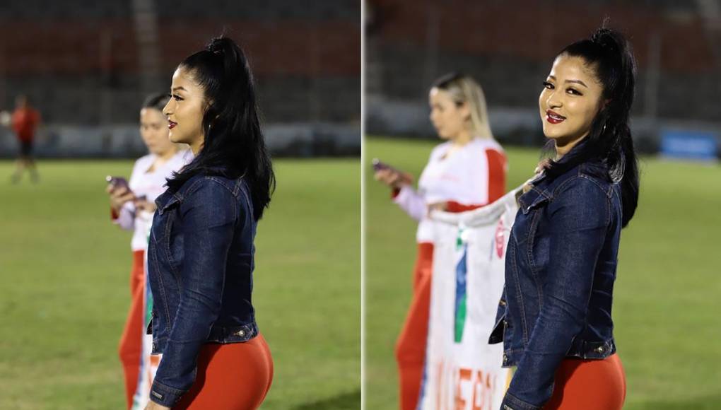 Esta bella chica robó miradas en la cancha del estadio Ceibeño durante el partido Vida-Olimpia.