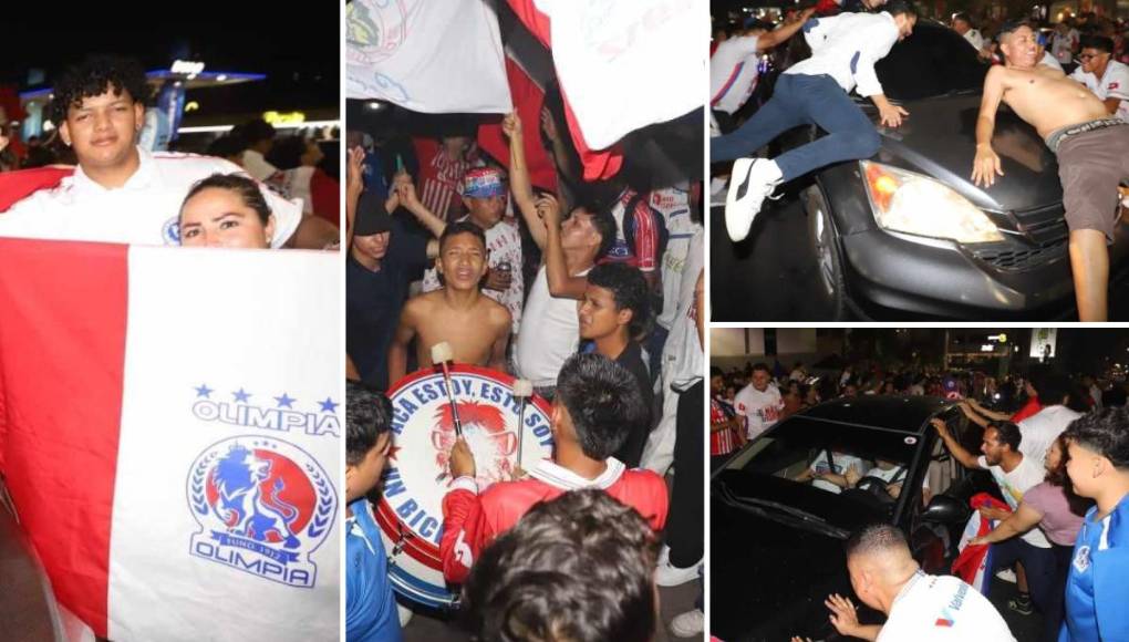 ¡Locura total! Aficionados del Olimpia se fueron a festejar al bulevar Morazán luego de que Olimpia se coronara campeón ante Marathón.
