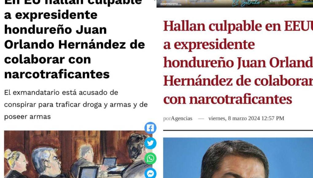 El expresidente hondureño Juan Orlando Hernández fue declarado culpable este viernes 8 de marzo por cargos relacionados al narcotráfico en Estados Unidos. En ese sentido, así informaron los medios internacionales. 