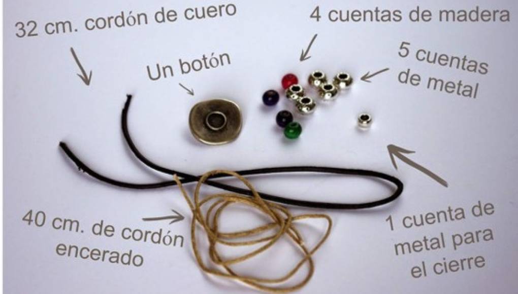 Elabora una pulsera de bolitas con cuero y cordón