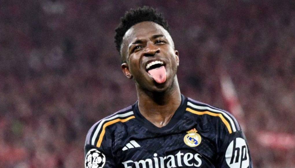 El festejo de Vinicius tras su segundo gol en el duelo Bayern Múnich vs Real Madrid.
