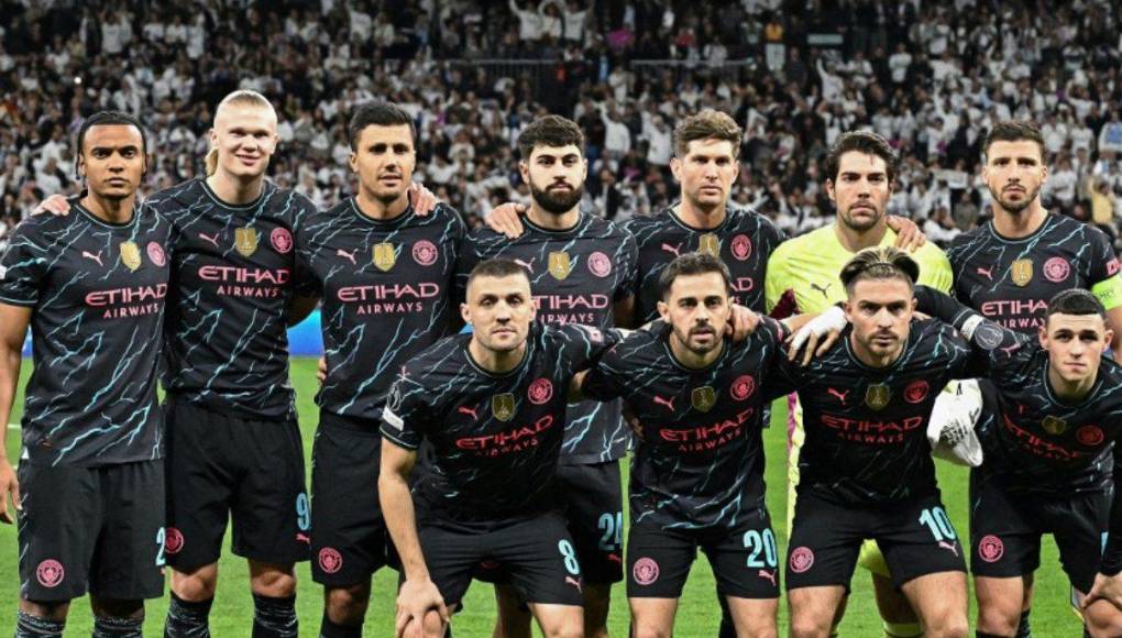 El 11 titular del Manchester City que empató 3-3 ante Real Madrid en el estadio Santiago Bernabéu.