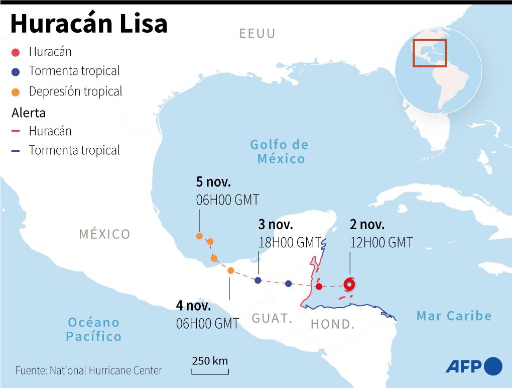 Lisa se degrada a tormenta sobre el sureste de México con fuertes lluvias