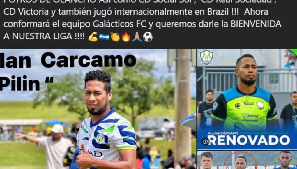 ”Nuestra Liga tiene el honor de recibir al jugador internacional nacido en Honduras, Allan Cárcamo “Pilín” como muchos lo conocen con una trayectoria increíble en el último equipo que jugó: “Los Potros de Olancho”.