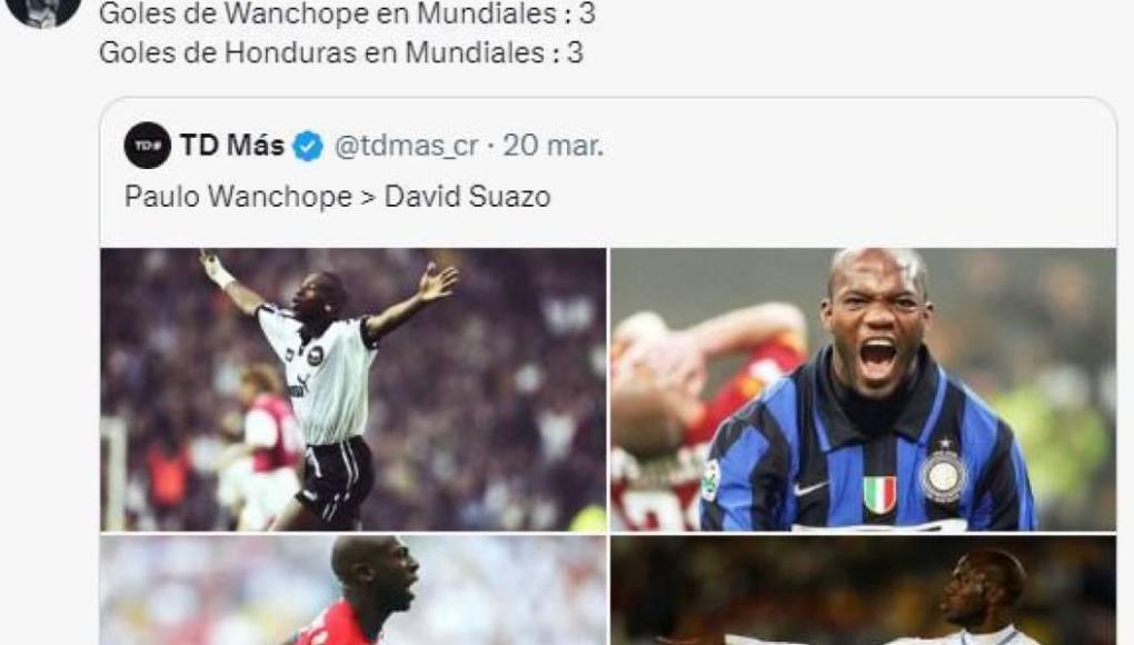 Josué Quesada, periodista costarricense, calienta el partido al comparar la cantidad de goles de Wanchope con los de Honduras en Copas del Mundo.