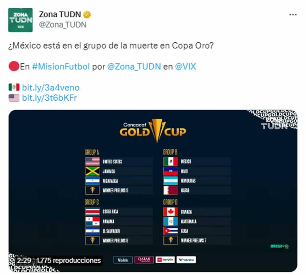 EN TUDN se preguntan si “¿México está en el grupo de la muerte en Copa Oro?”.
