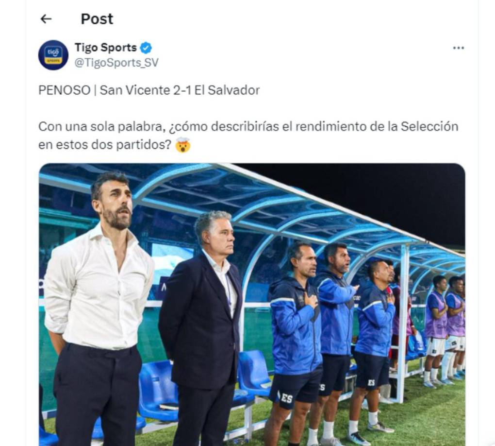 ”Penoso”, señalaron en Tigo Sports de El Salvador. 