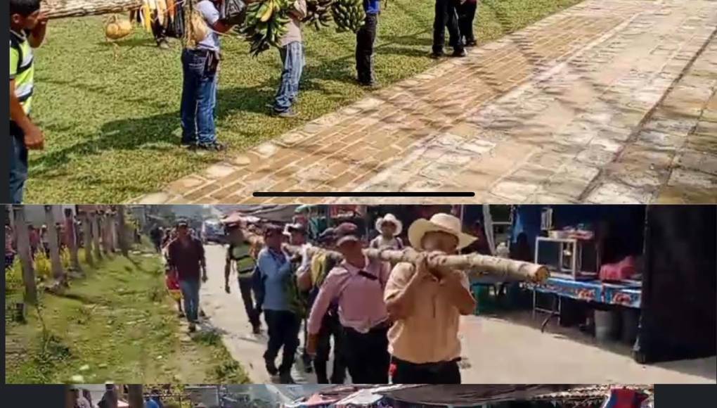 La procesión de las trancas. Procedentes de sus caseríos los agricultores llevan productos cosechados en sus tierras acompañados por cantos y responsos para luego conformar el altar ofrendando sus cosechas y pidiendo por las posteriores.