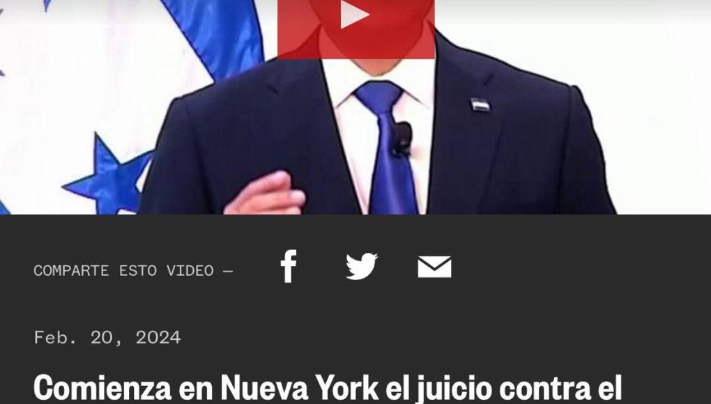 La cadena Telemundo en e inicio del juicio del exmandatario hondureño “Comienza en Nueva York el juicio contra el expresidente de Honduras Juan Orlando Hernández”.