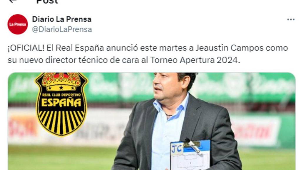 Diario LA PRENSA dio en primicia la noche del lunes la llegada de Jeaustin Campos al banquillo del Real España.