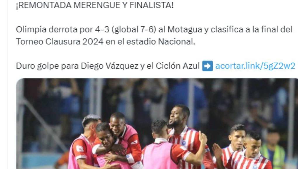 ”Remontada merengue y es finalista. Duro golpe para Diego Vázquez y el Ciclón Azul”, señalamos en Diario LA PRENSA luego del pase a la final conseguido por Olimpia. 