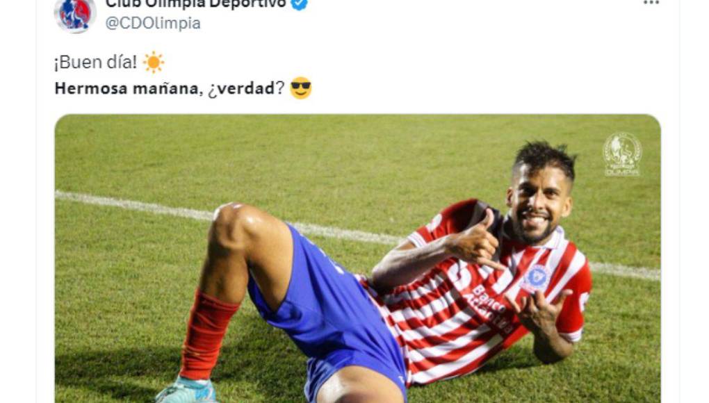 ”Buen día. Hermosa mañana,¿verdad?, fue otro mensaje del Olimpia en sus redes sociales como mofa al Motagua.