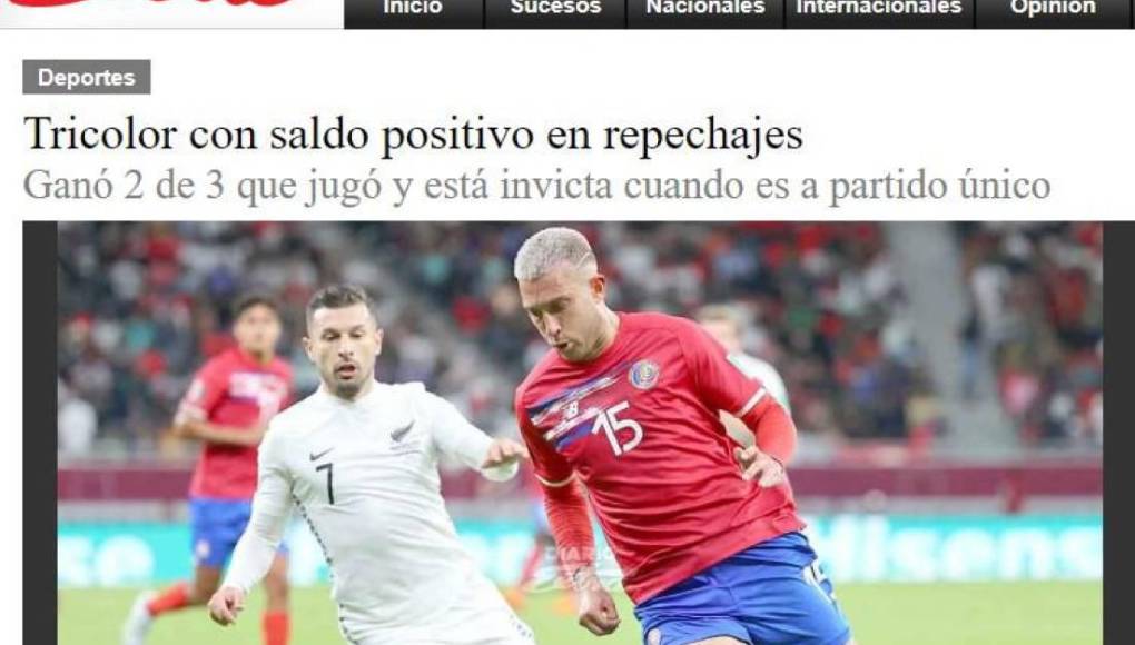 Diario Extra de Costa Rica destaca que Costa Rica tiene saldo positivo en repechajes. Ganó dos de tres que jugó.
