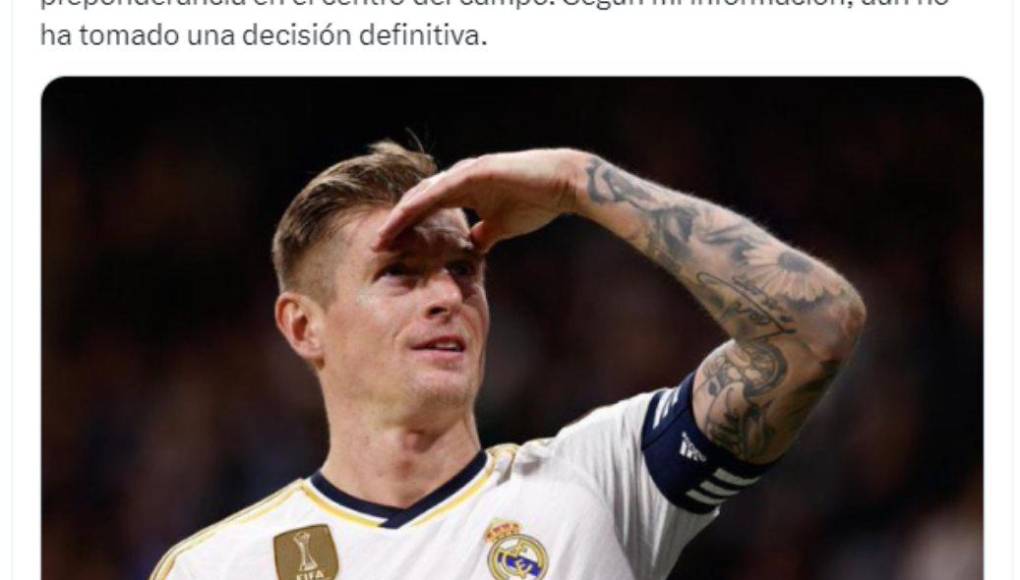 El periodista español Ramón Álvarez de Mon también informa que el alemán Toni Kroos medita irse del Real Madrid ya que la llegada de Mbappé provocaría un cambio en el sistema táctico de los blancos. 