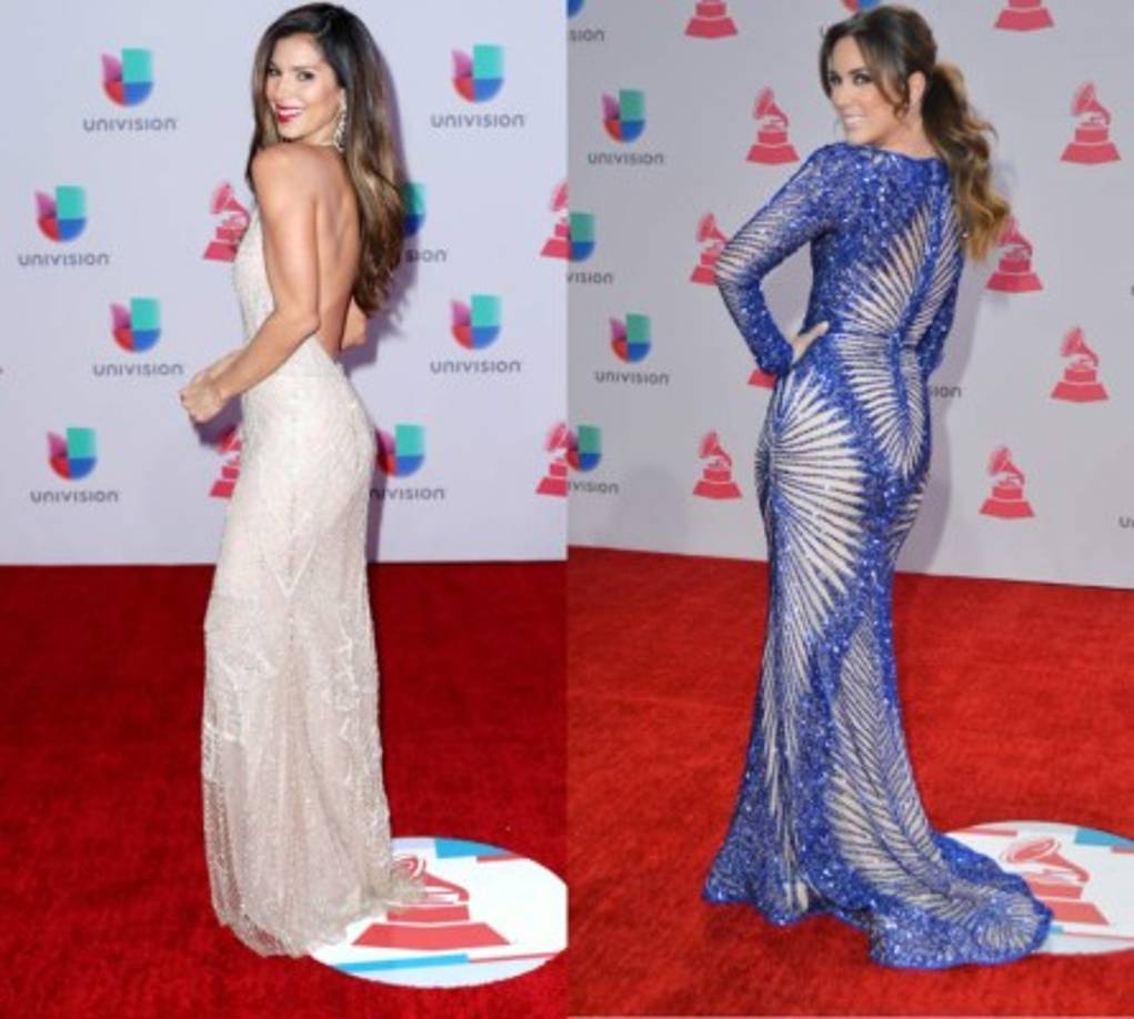 Roselyn Sánchez. La actriz brilló con un vestido con espalda al descubierto y cuello halter. Mientras que Jacqueline Bracamontes derrochó elegancia con este vestido de Alejandro Fajardo.