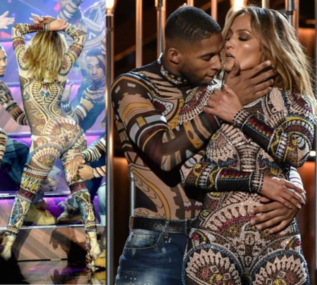 Jennifer López inició los American Music Awards 2015 bailando todas las grandes canciones del año.