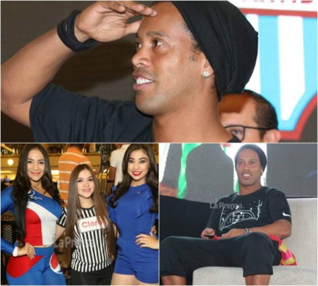 La presencia de Ronaldinho Gaucho en Honduras ha causado euforia total en los aficionados hondureños que tuvieron que esperar horas para poder conocer a la estrella del balón pie mundial. Hoy te presentamos las imágenes más curiosas de su llegada, bellas chicas y hasta peticiones curiosas.