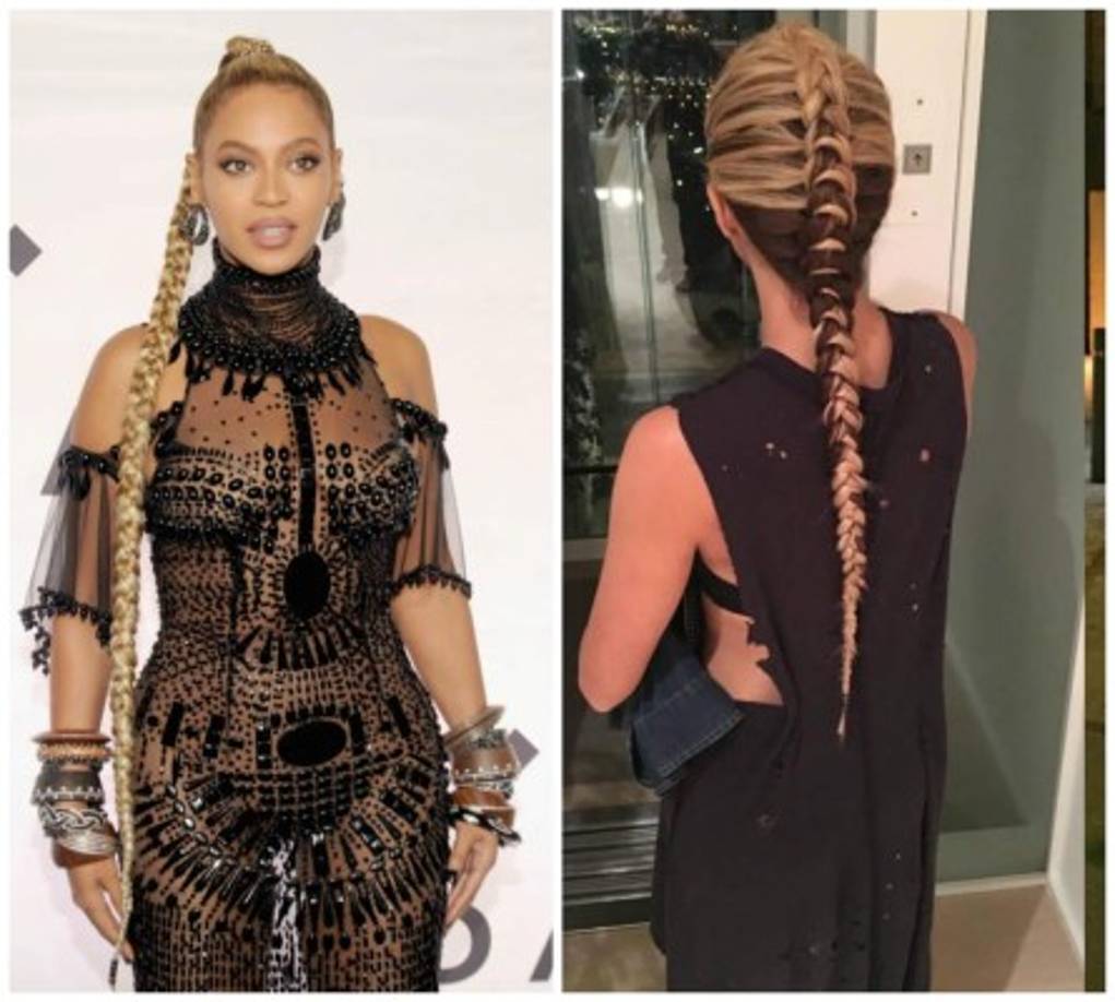 Ambas estrellas se hicieron trenzas de pescado para participar en diferentes eventos.