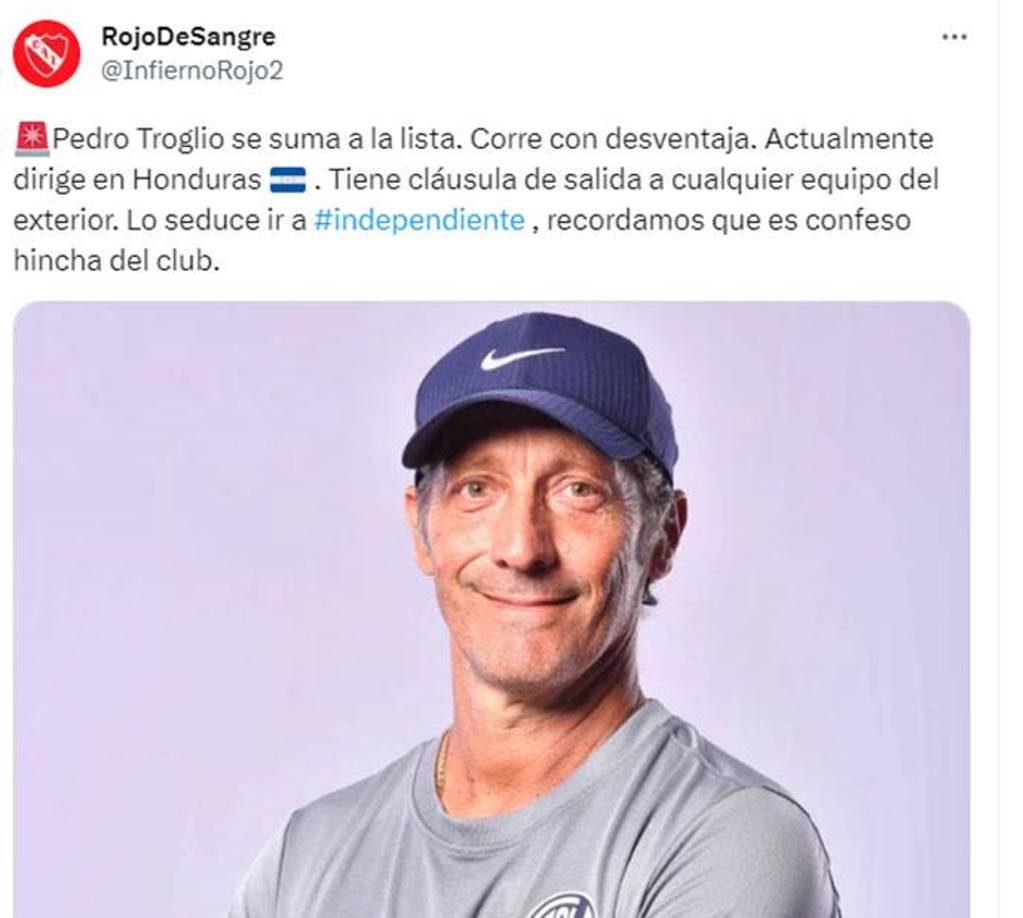 Medios argentinos indican que Troglio es hincha confeso de Independiente.