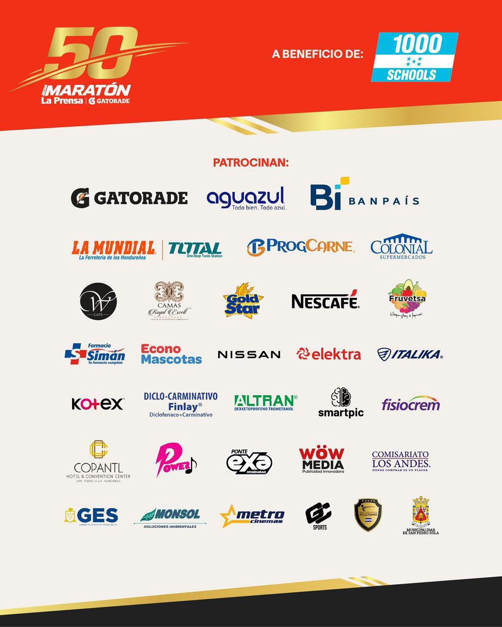 Gracias a por patrocinadores que hacen realidad la Maratón LA PRENSA-GATORADE, edición de ORO.