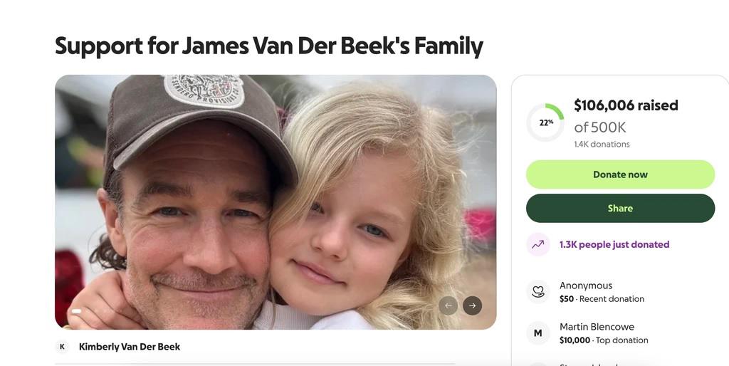Defienden el GoFundMe de la familia de James Van Der Beek tras críticas