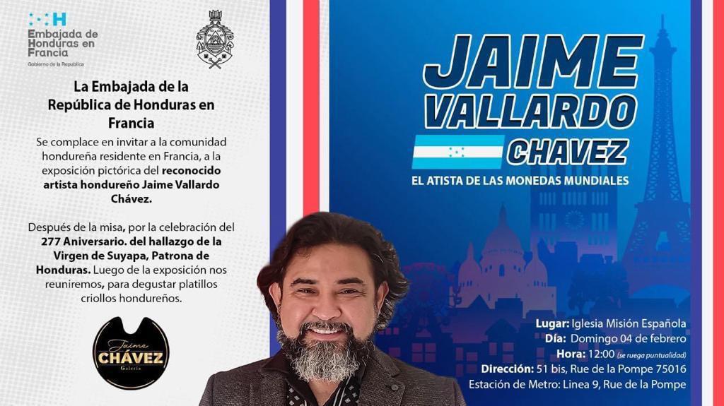 El pintor hondureño Jaime Vallardo Chávez expondrá en París, Francia