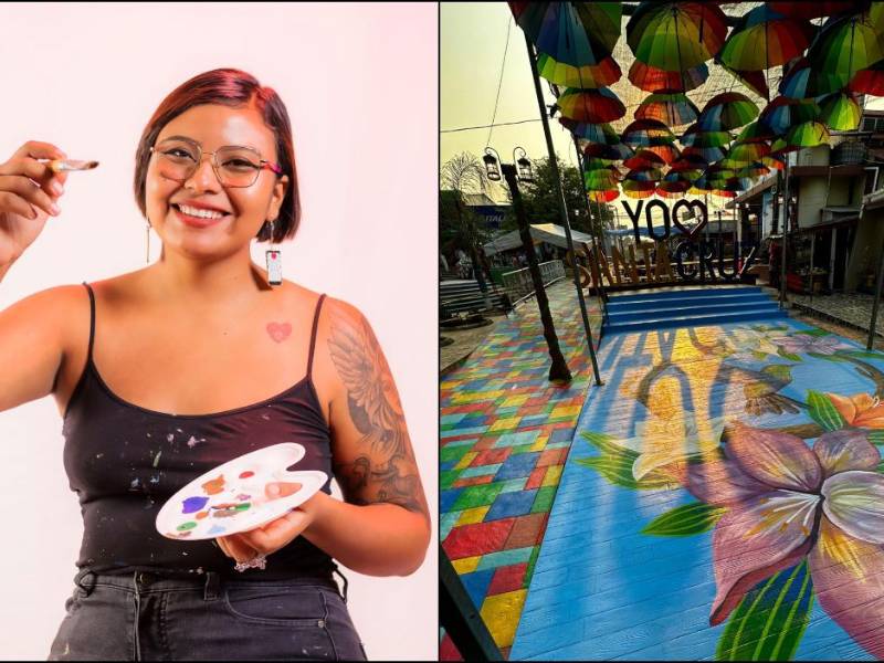 Axa Art, una pintora hondureña que resalta por su trabajo artístico, destacándose en el muralismo.