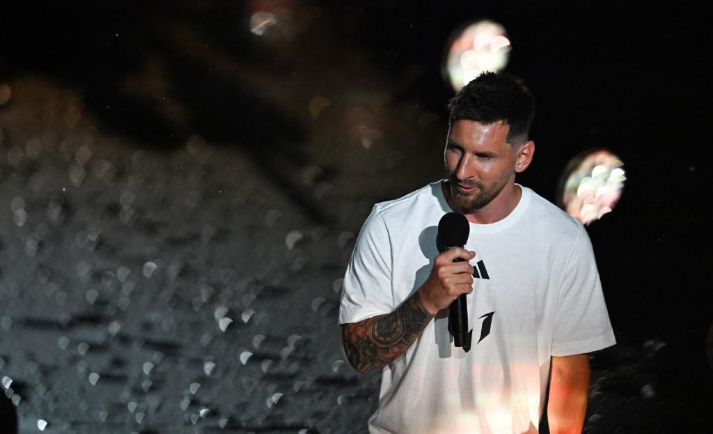 Lionel Messi en el momento de su discurso.