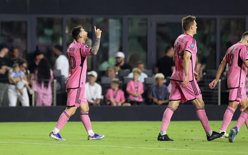 Messi festejando su gol marcado en el Inter Miami vs Nashville.
