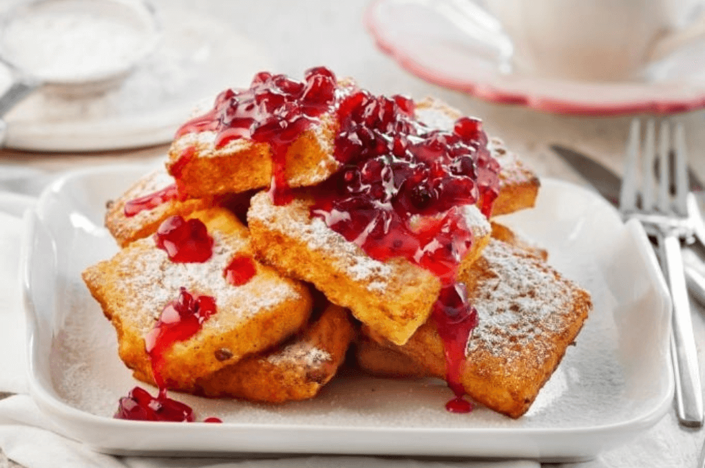 Bruschettas de requesón y mermelada de arándanos