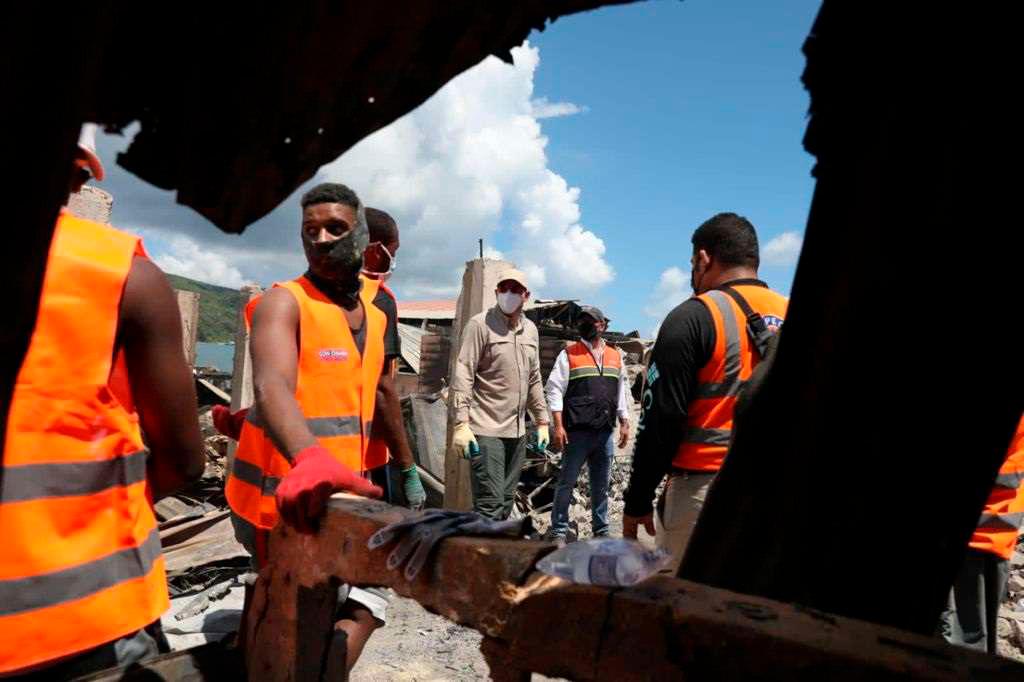 los escombros de las 226 casas