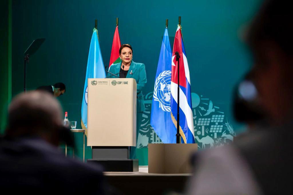 El pasado viernes, la presidenta Xiomara Castro disertó en la cumbre del Clima COP28, que se desarrolla en Dubái, Emiratos Árabes Unidos.
