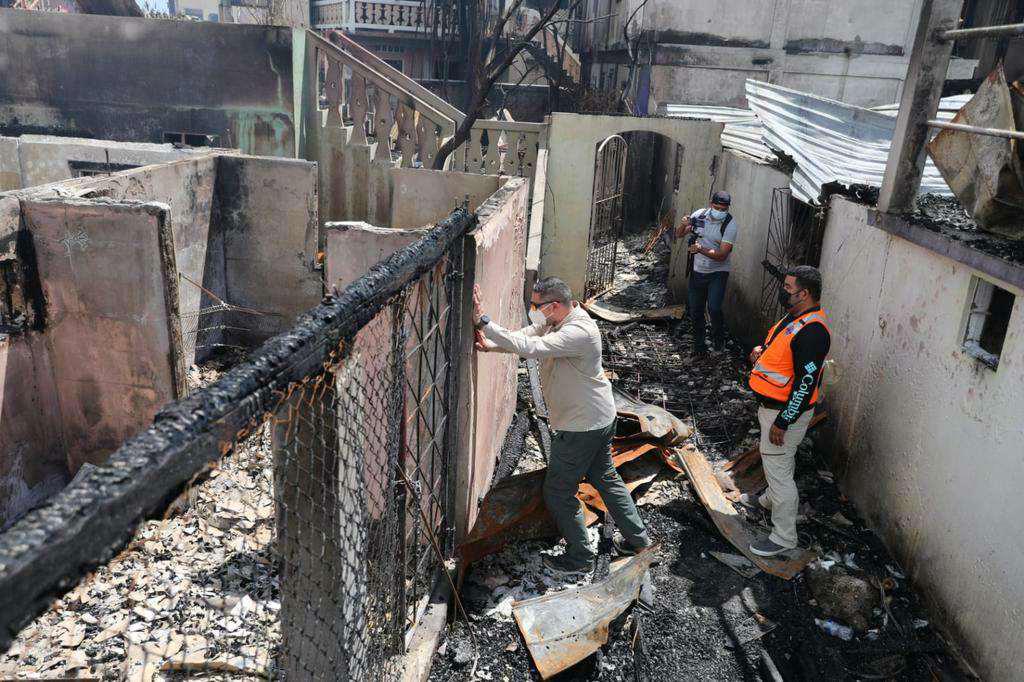 los escombros de las 226 casas