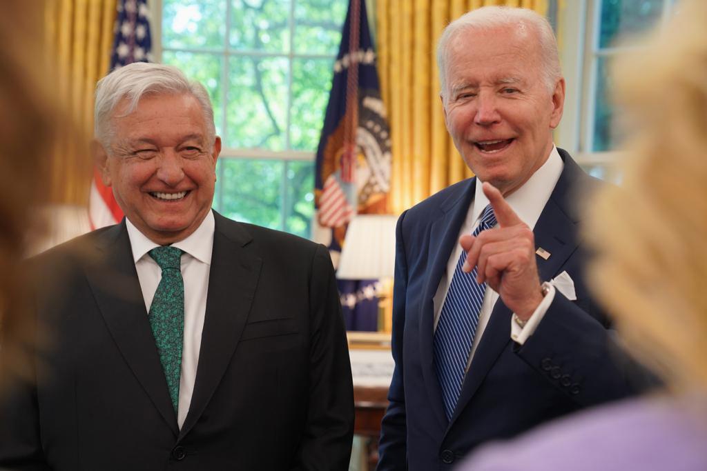 López Obrador y Joe Biden en la Oficina Oval de la Casa Blanca.