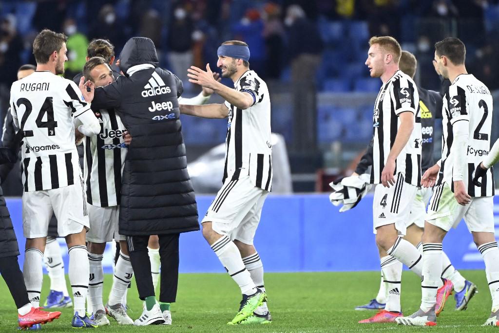 Jugadores de la Juve festejaron por todo lo alto la enorme victoria.