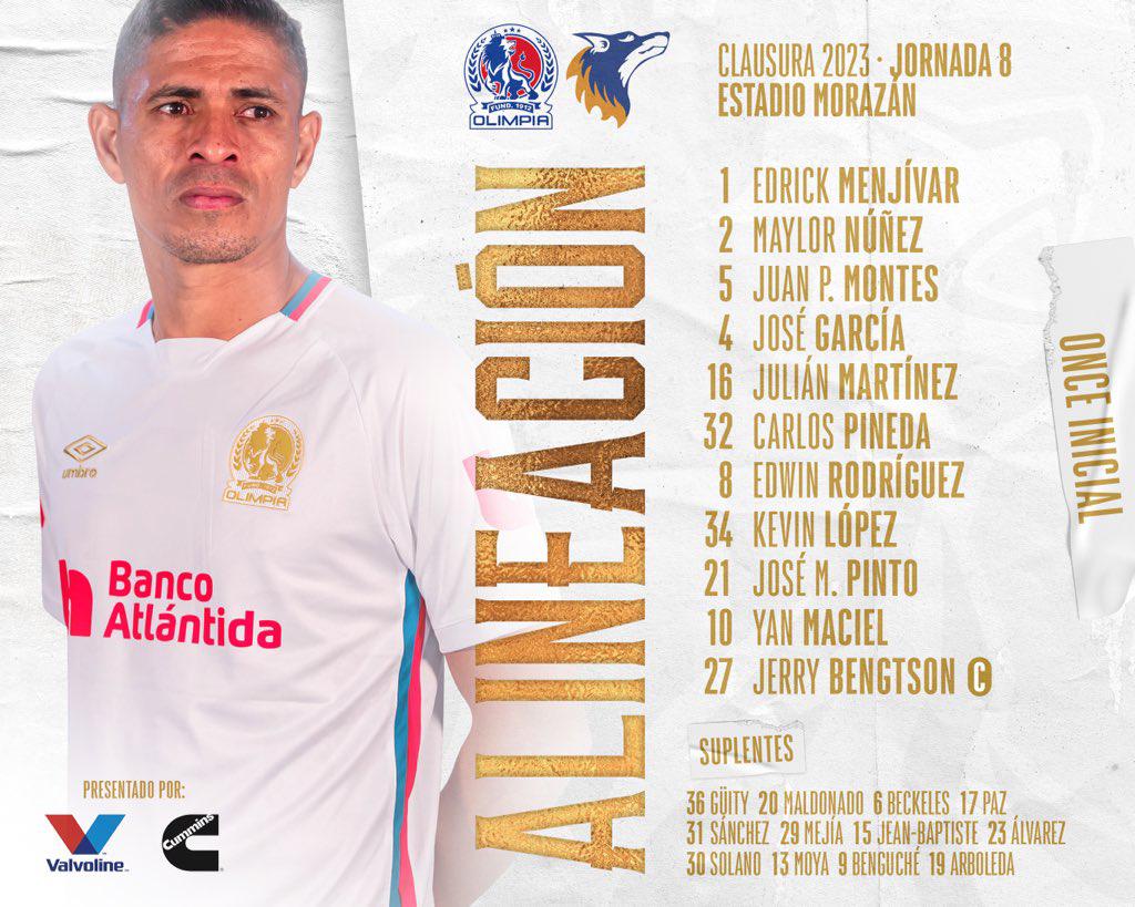 Juan Pablo Montes, Julián Martínez y Edwin Rodríguez, novedades en el 11 titular del Olimpia ante UPN.